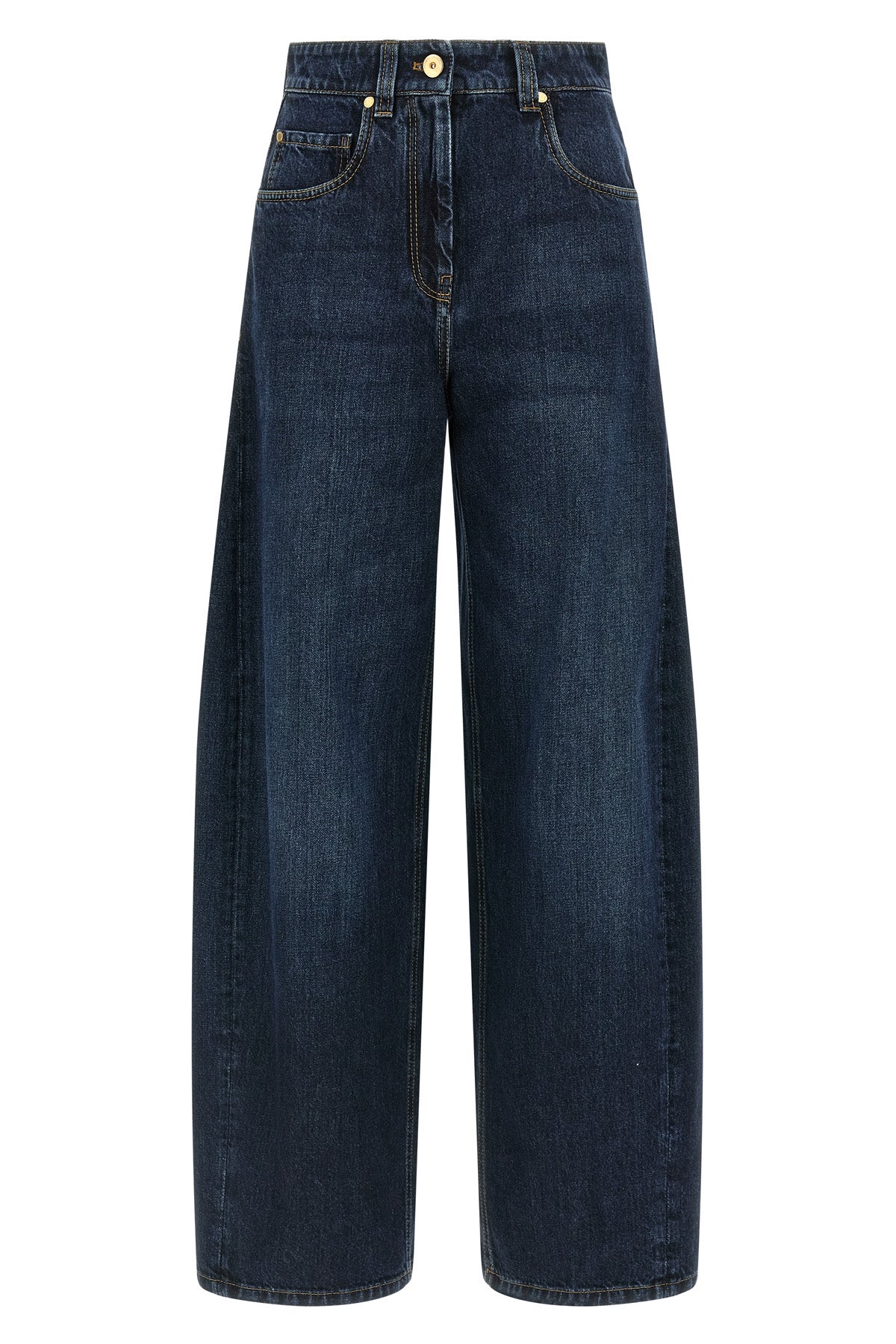 wide barrel full lenght mid-rise jeans in cotton denim