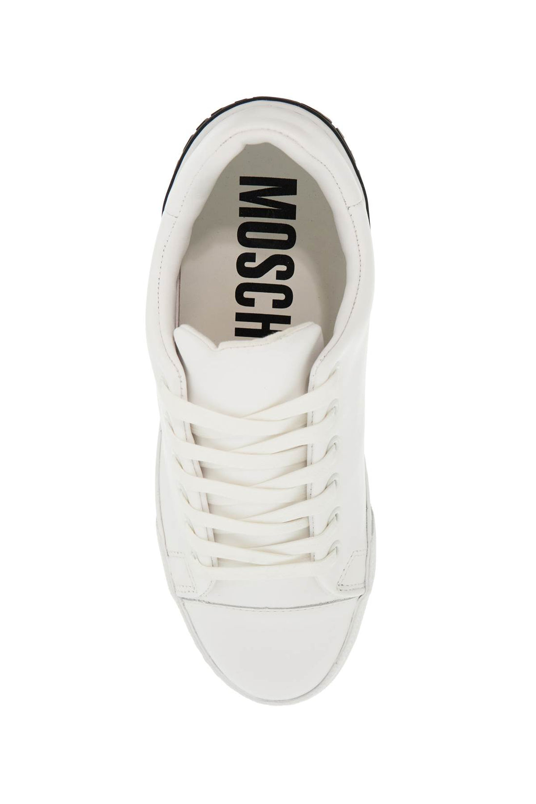 leather sneakers with rubber logo detail.