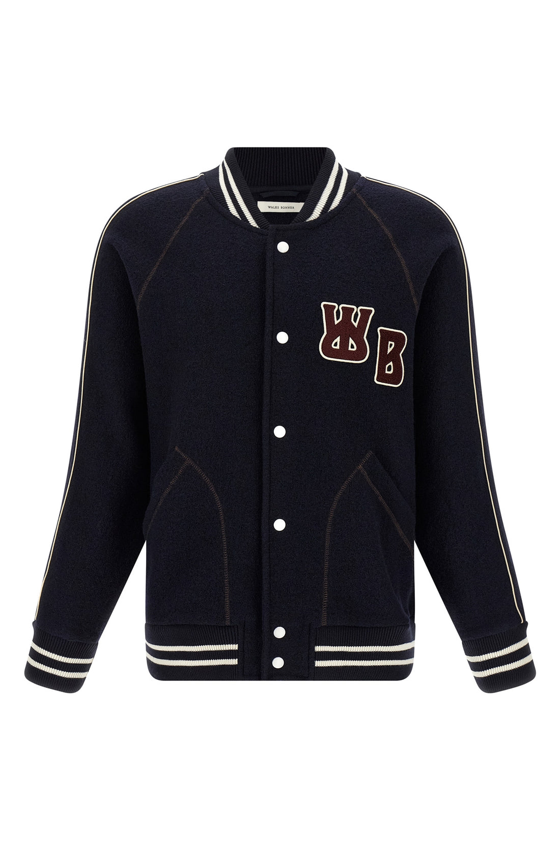 WALES BONNER XL the october varsity boiled wool bomber jacket