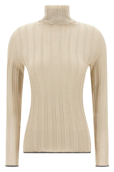 ribbed stretch lurex viscose sweater