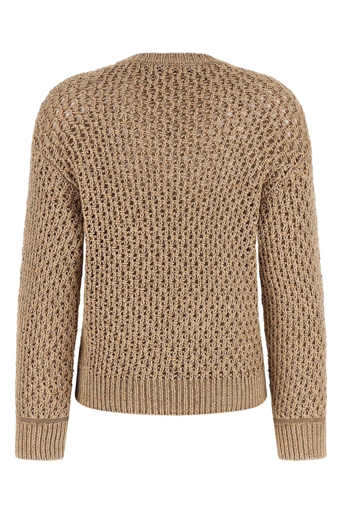 mouliné yarn sweater worked in bark stitch mixed