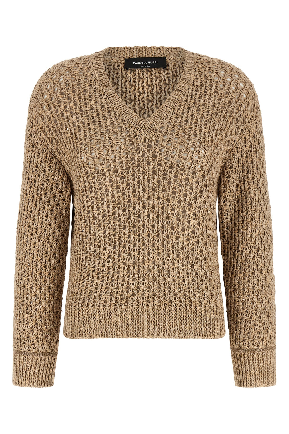FABIANA FILIPPI 38 mouliné yarn sweater worked in bark stitch mixed