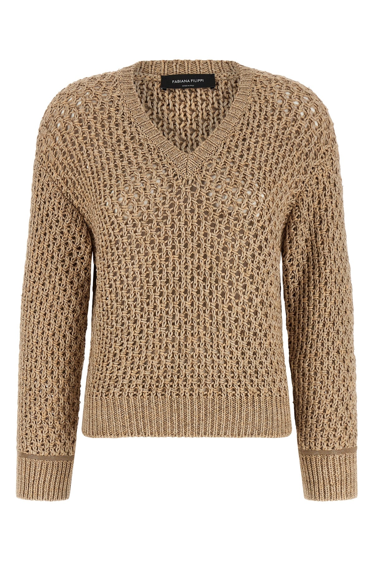 mouliné yarn sweater worked in bark stitch mixed