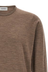 the john smedley marcus crew neck sweater in the sophisticated mushroom nuance
