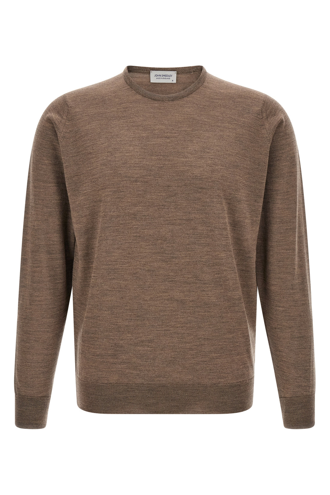 JOHN SMEDLEY L the john smedley marcus crew neck sweater in the sophisticated mushroom nuance