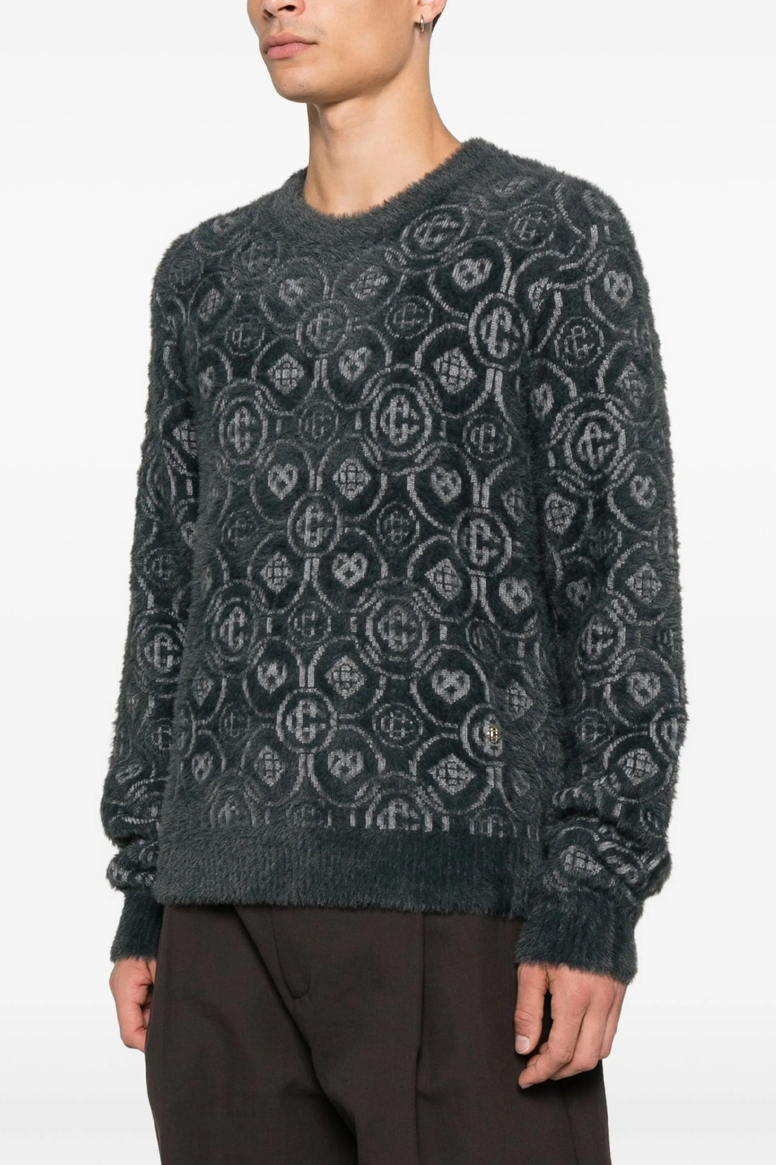 CASABLANCA S fluffy monogram fluffy-effect wool blend sweater