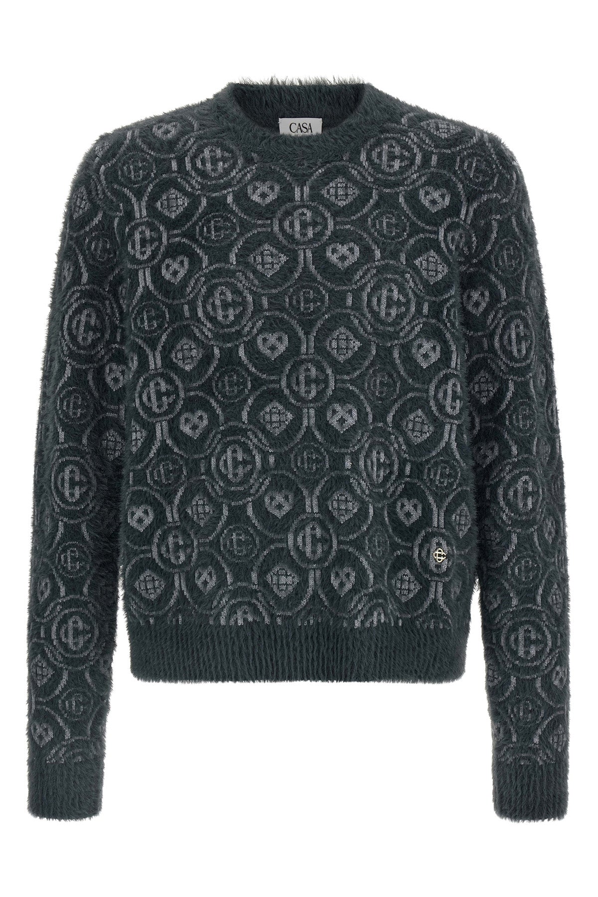 fluffy monogram fluffy-effect wool blend sweater