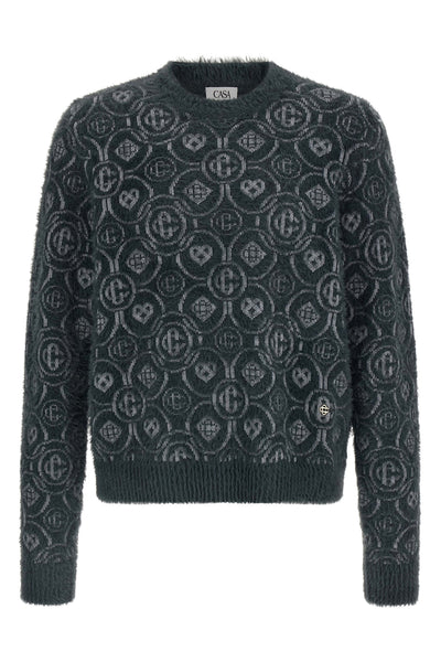 fluffy monogram fluffy-effect wool blend sweater