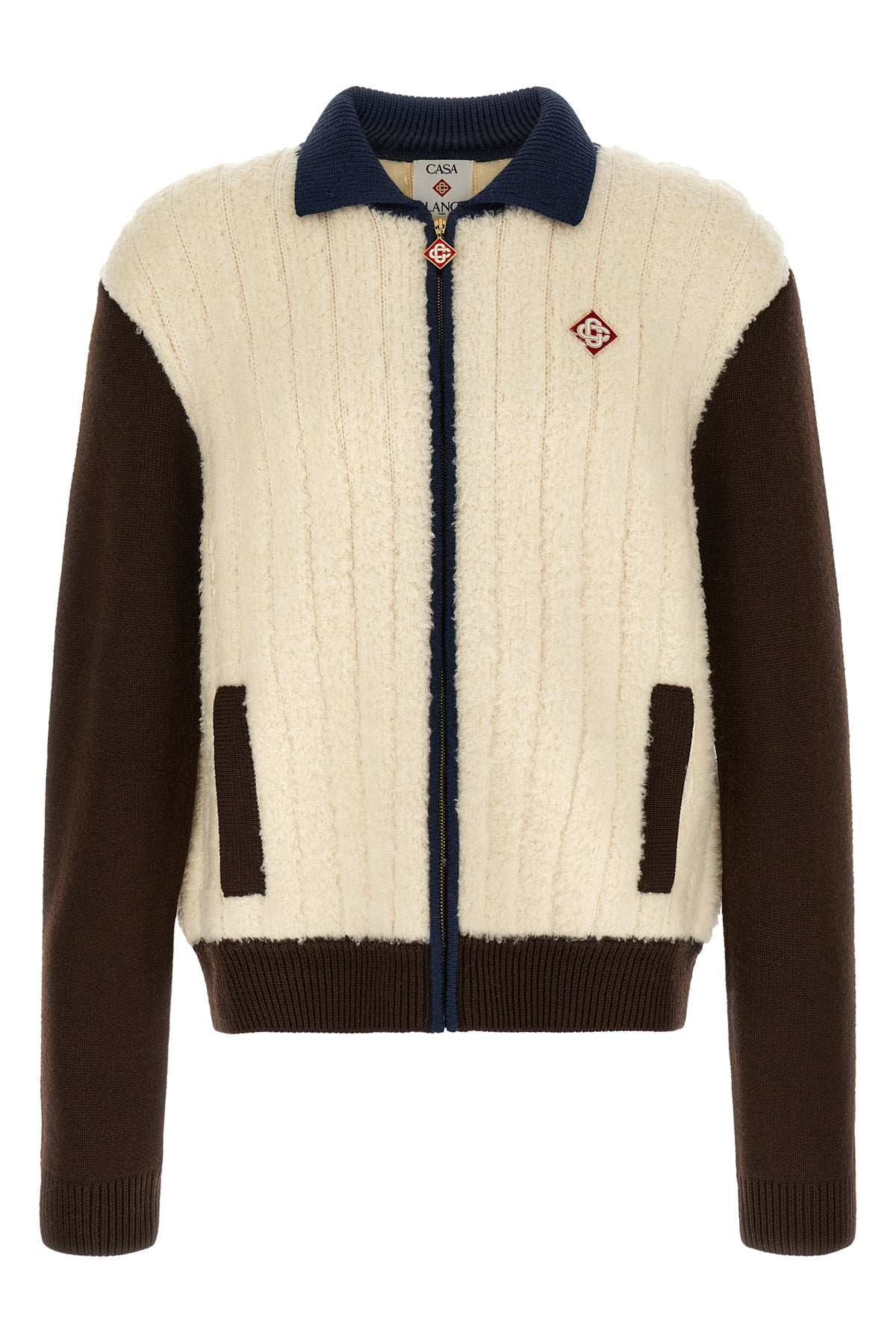 the casablanca café culture jacket features a hybrid construction that
