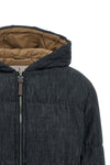 quilted cotton denim effect twill down jacket