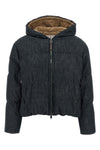 quilted cotton denim effect twill down jacket