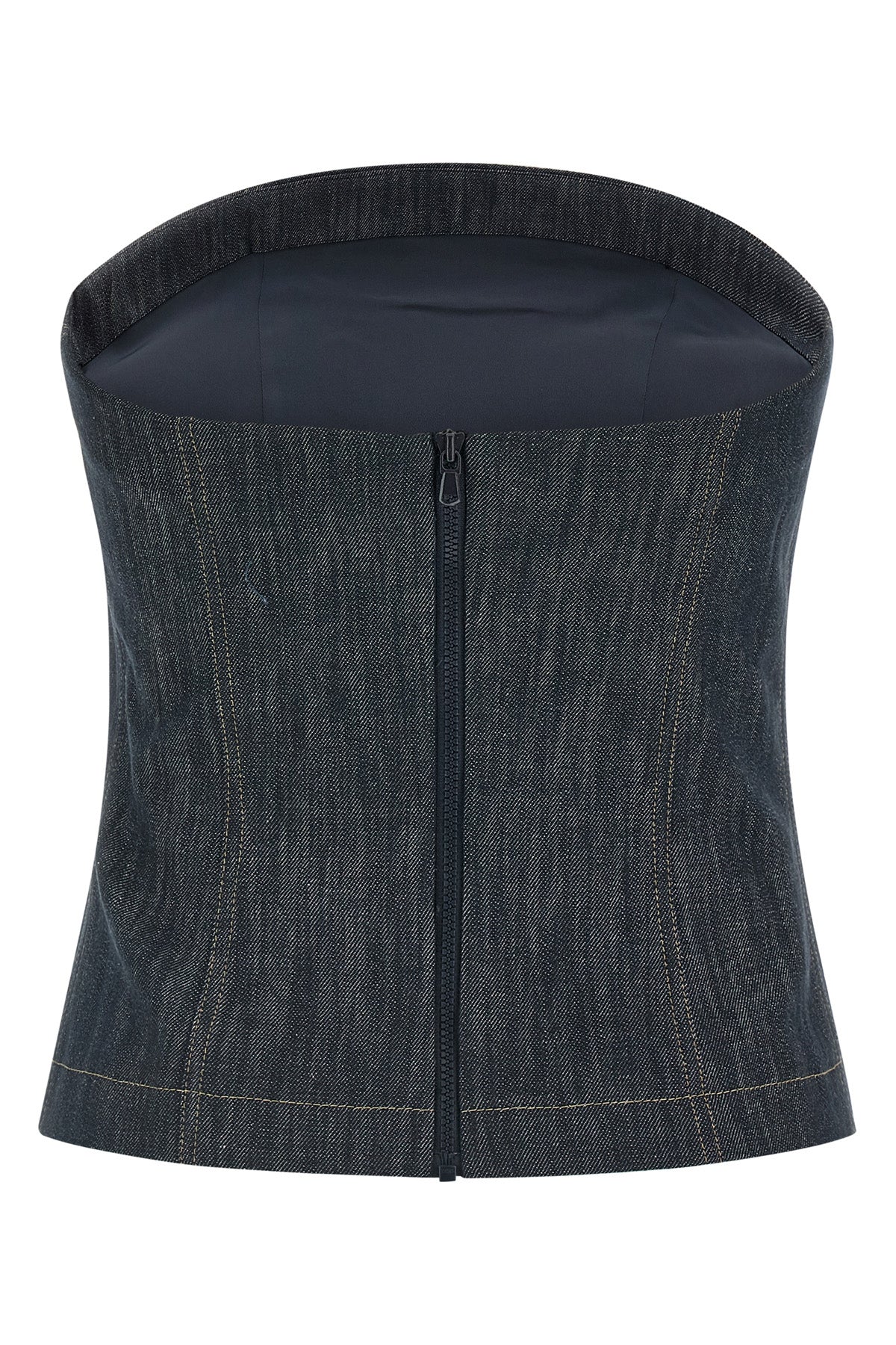 sleeveless cotton denim top