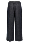 a-line pleated denim-effect twill pants