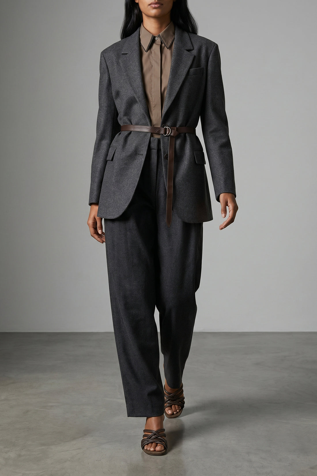BRUNELLO CUCINELLI 36 single-breasted virgin wool and cashmere mélange blend blazer