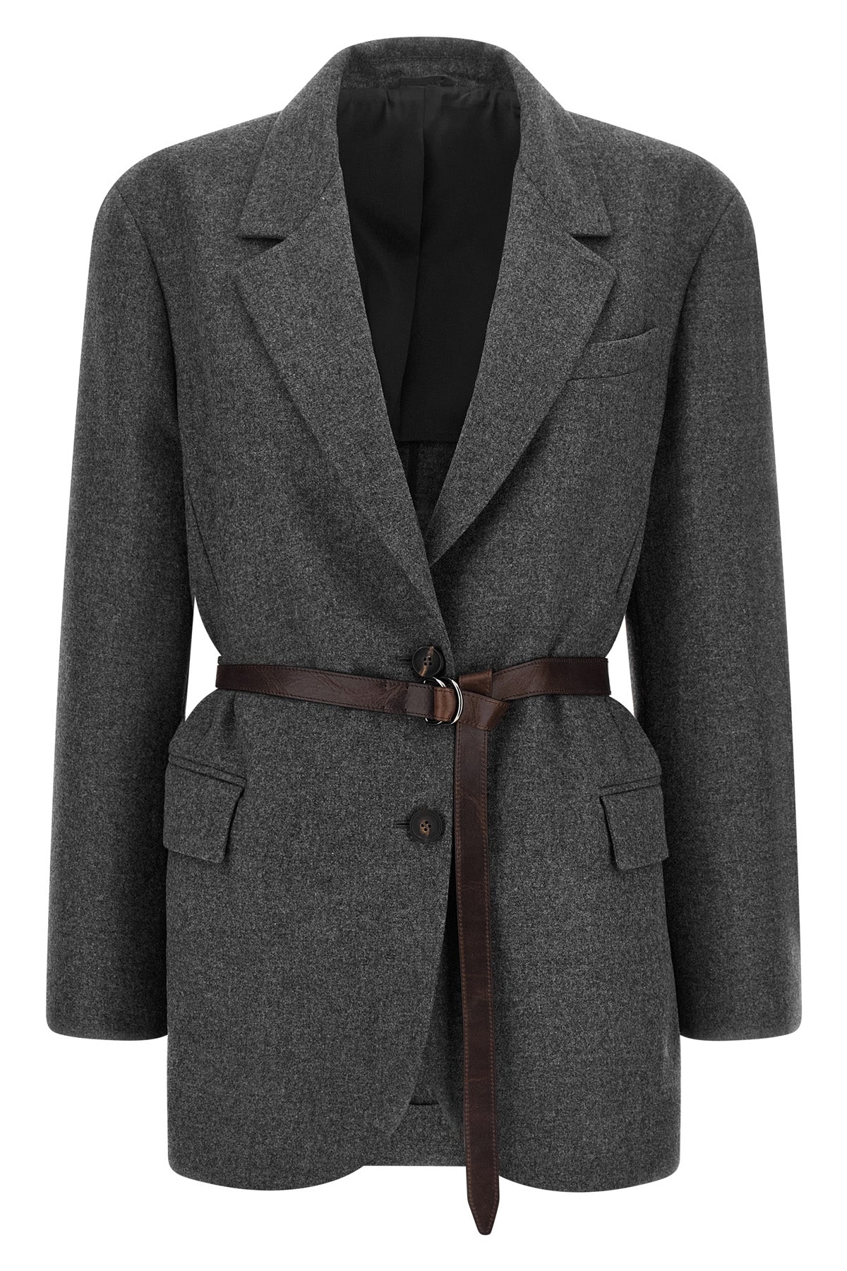 single-breasted virgin wool and cashmere mélange blend blazer