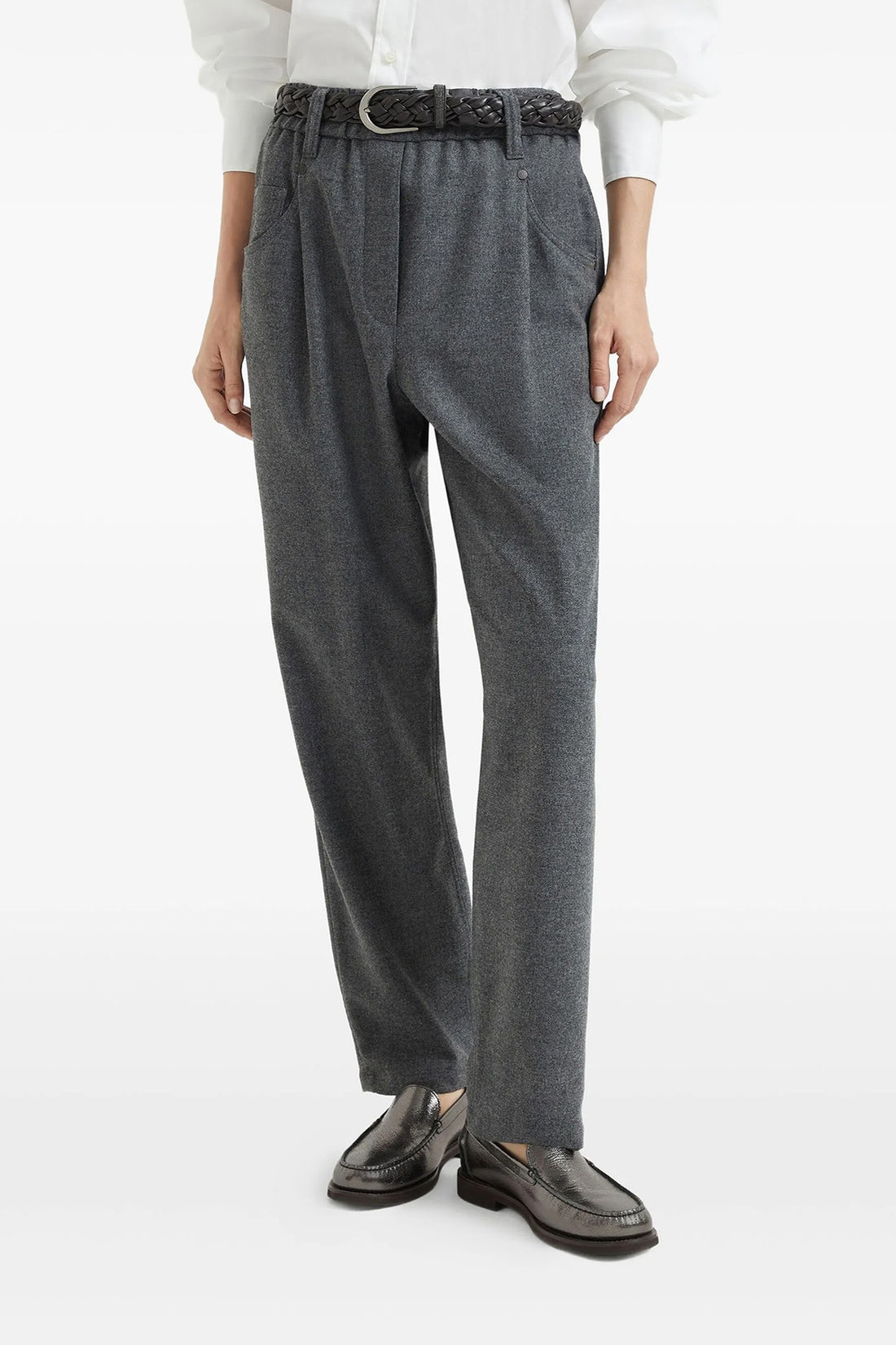 BRUNELLO CUCINELLI 38 melange wool and cashmere blend trousers