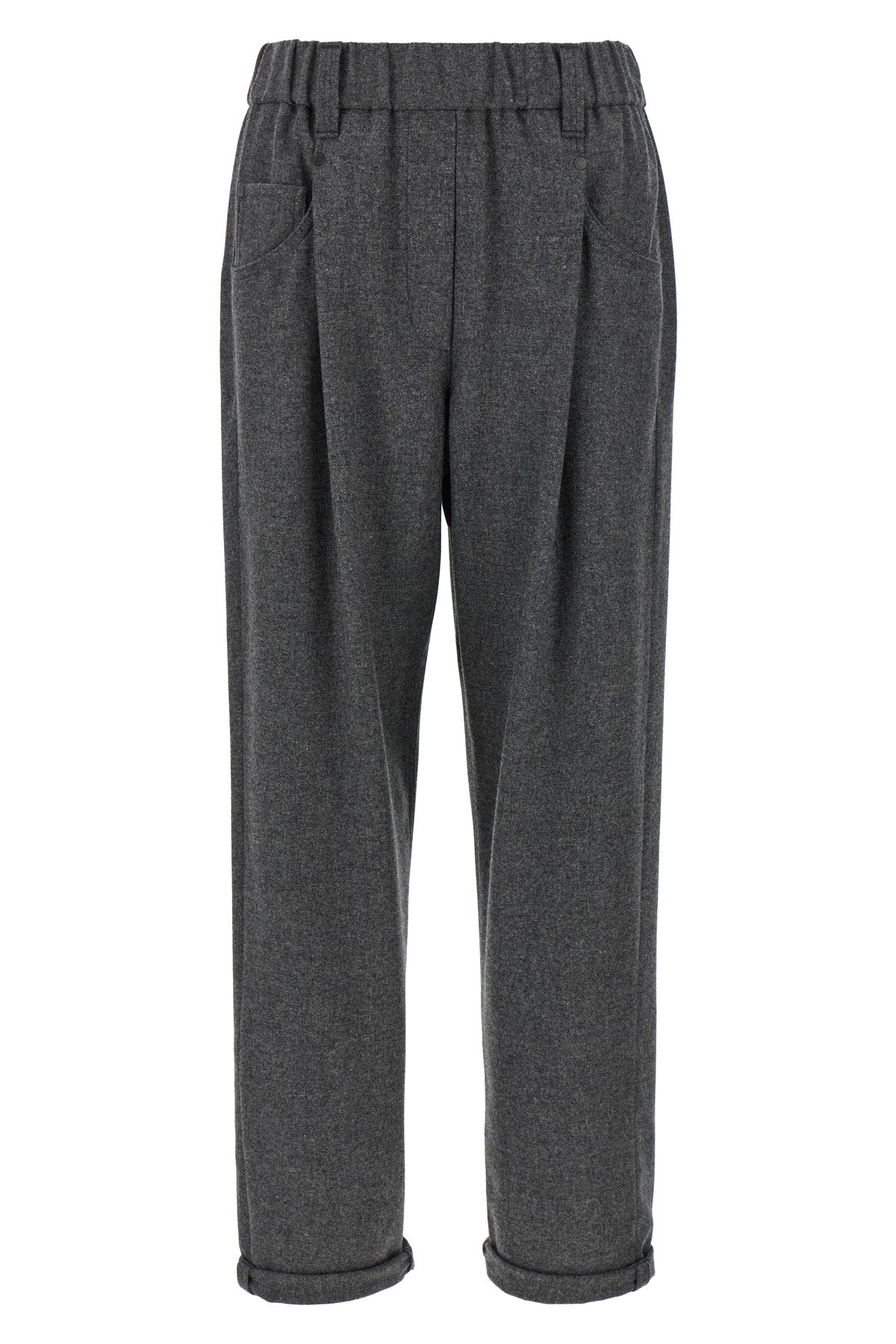 melange wool and cashmere blend trousers