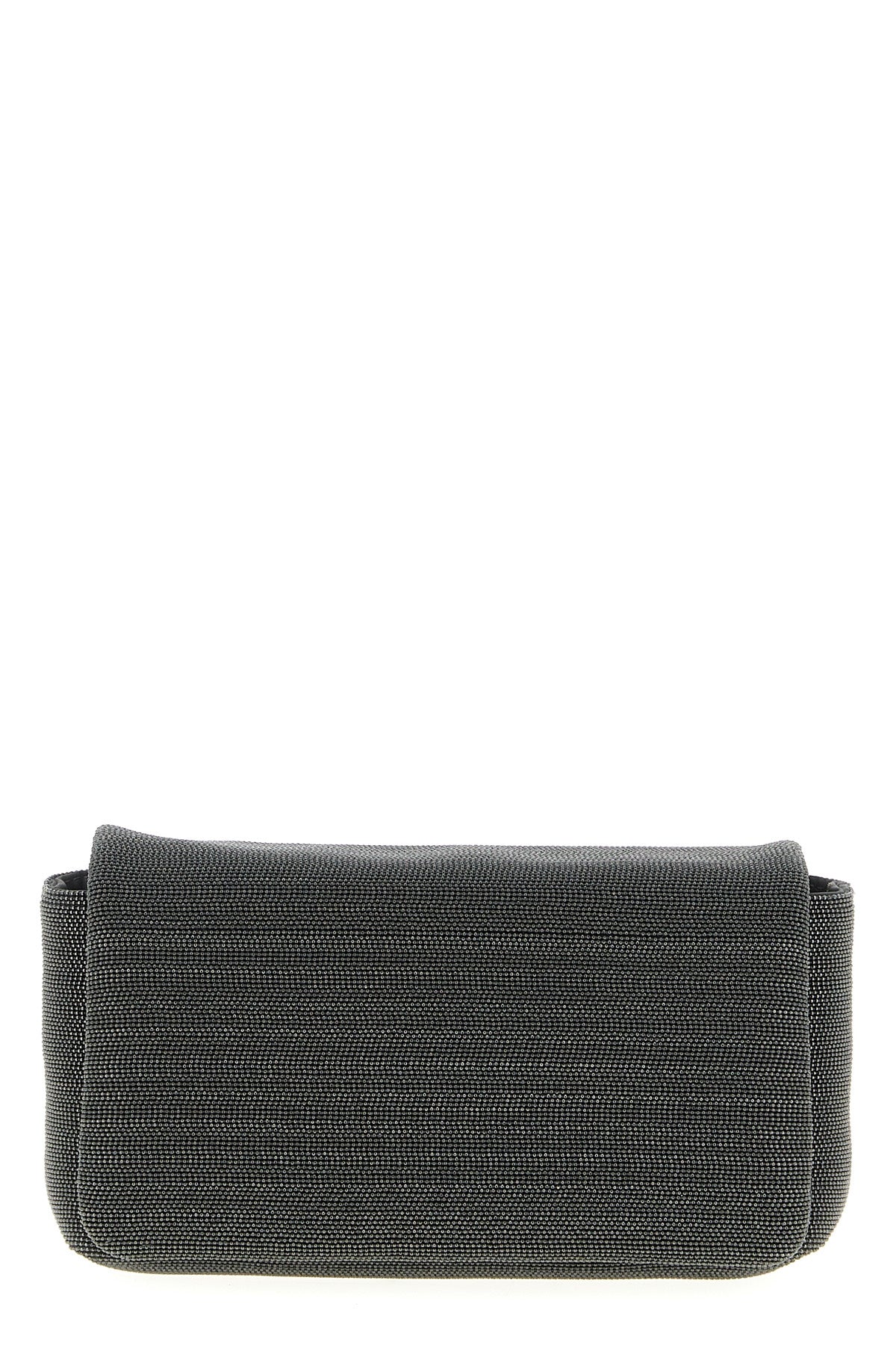 precious leather clutch bag entirely embroidered in monile