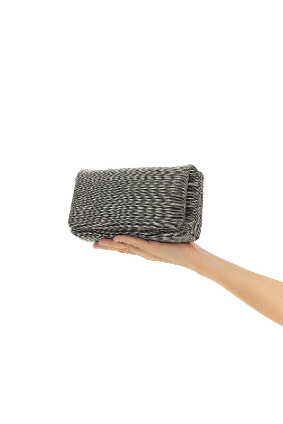 BRUNELLO CUCINELLI OS precious leather clutch bag entirely embroidered in monile