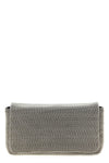 precious leather clutch bag entirely embroidered in monile
