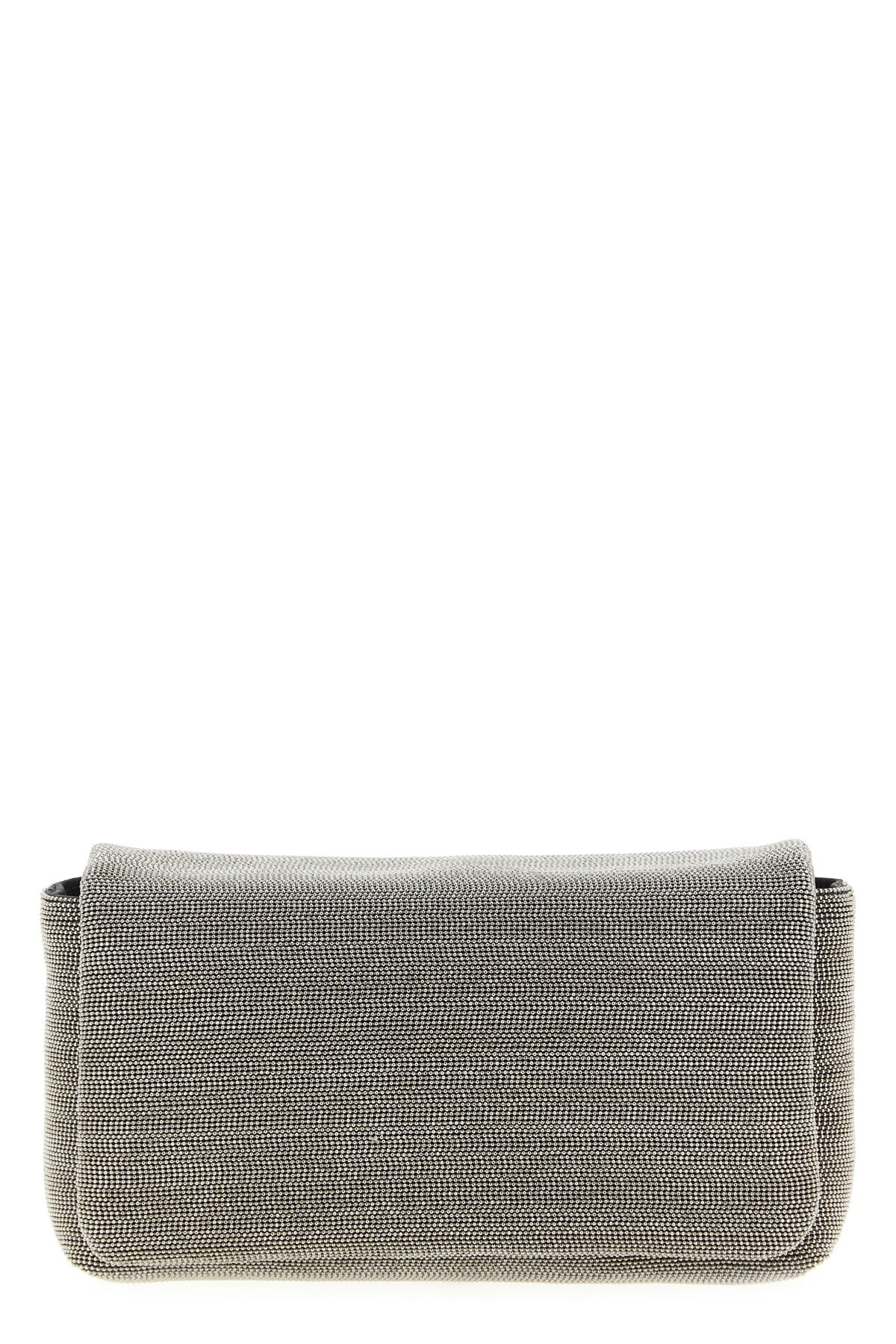 precious leather clutch bag entirely embroidered in monile