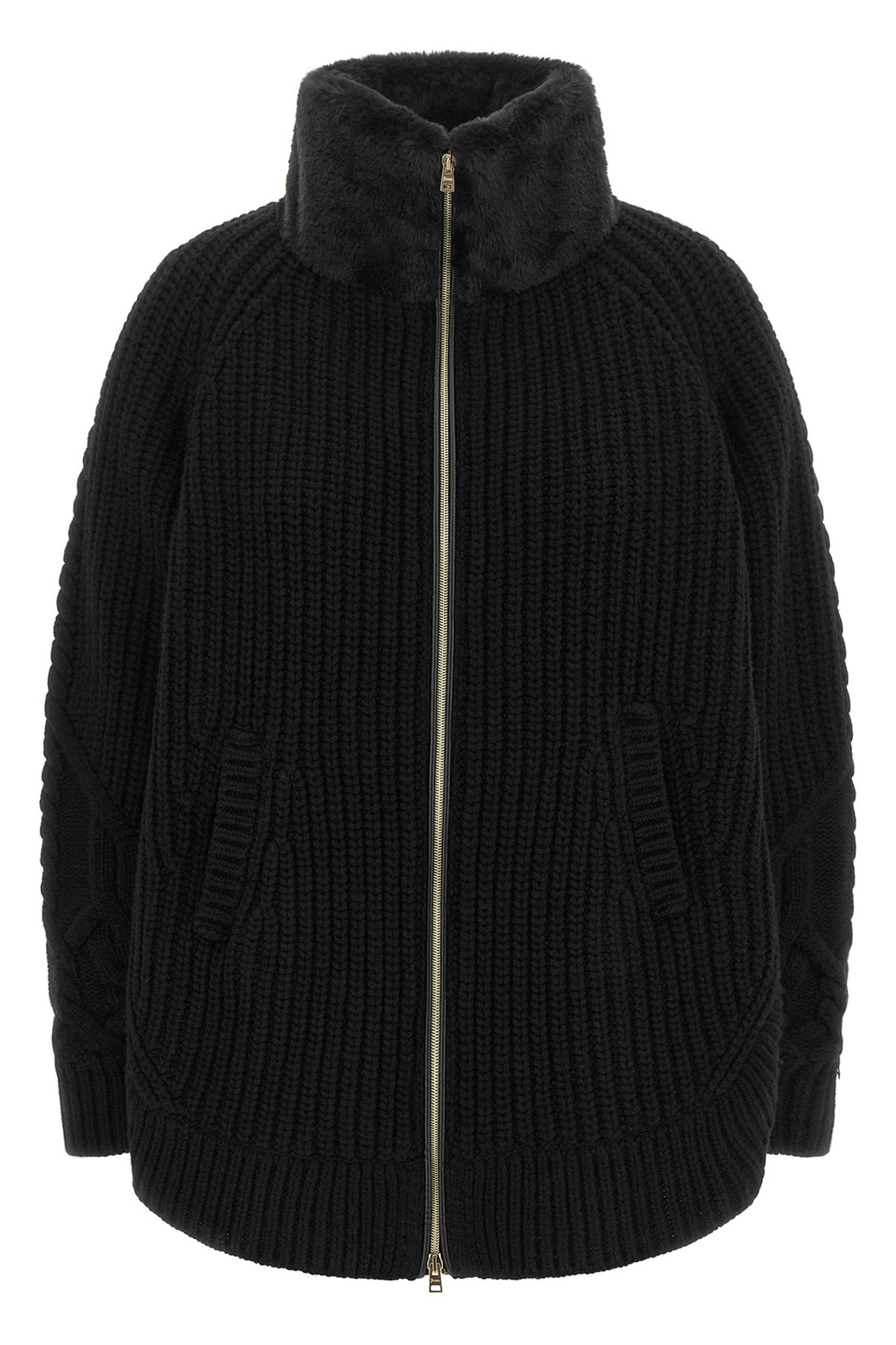 HERNO 38 the herno maglia collo alto wool cardigan redefines the codes of knitwear throug
