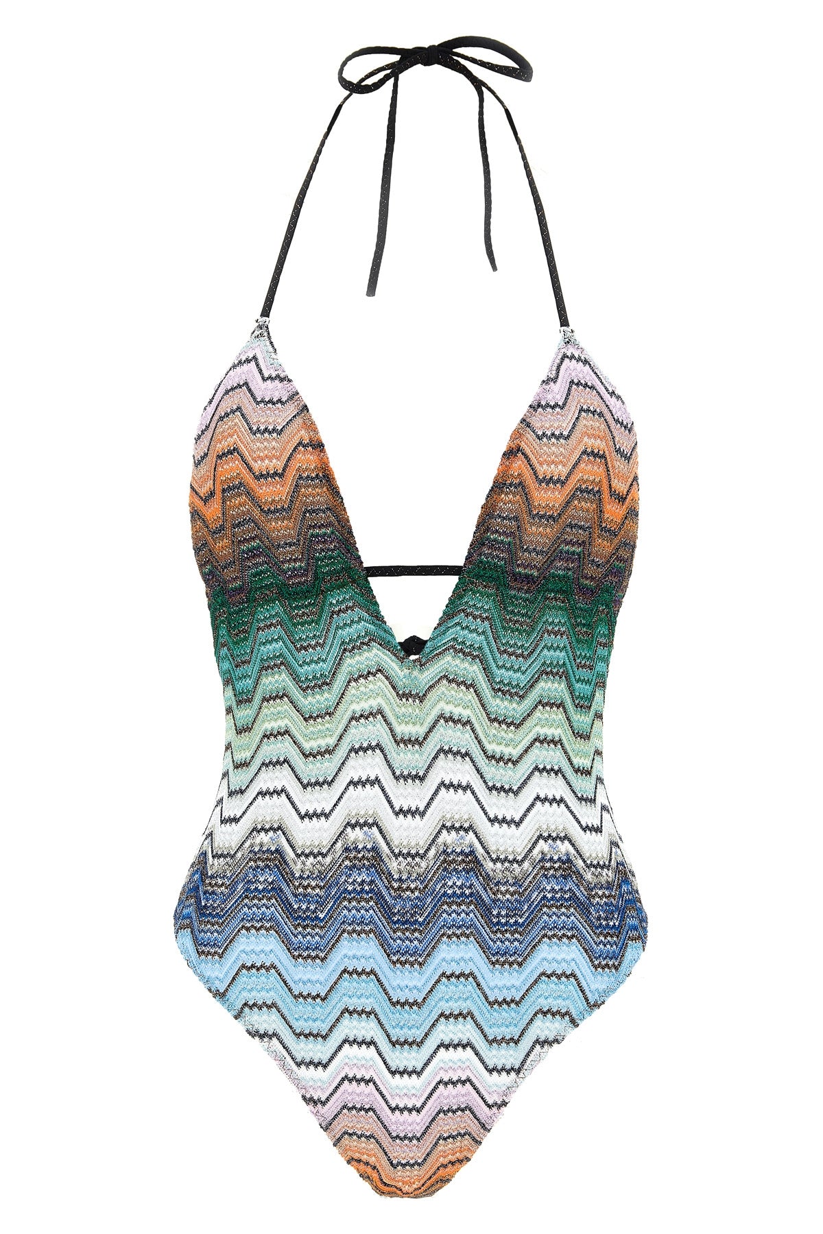 one-piece swimsuit in viscose blend lamé