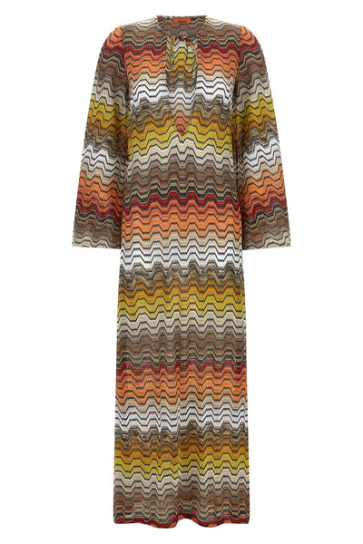 long dress in viscose blend lamé made