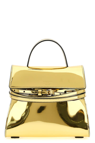 tie me handbag in mirror-effect fabric
