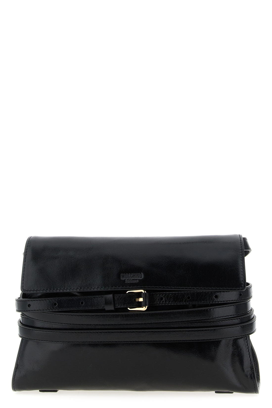 MOSCHINO OS tie me leather shoulder strap