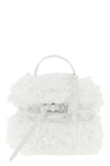 moschinos tie me small handbag stands out for its soft and unstructured silho