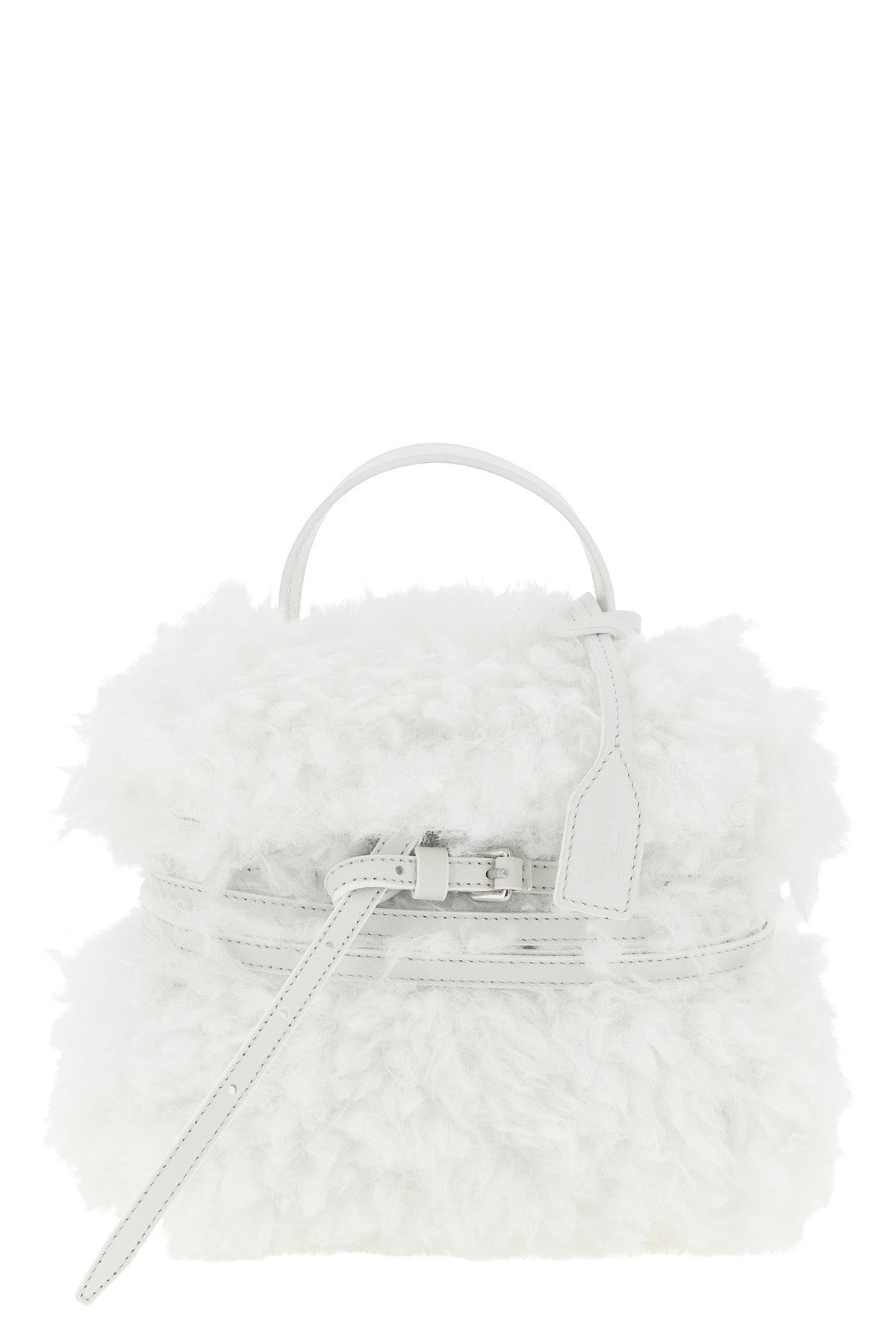 moschinos tie me small handbag stands out for its soft and unstructured silho