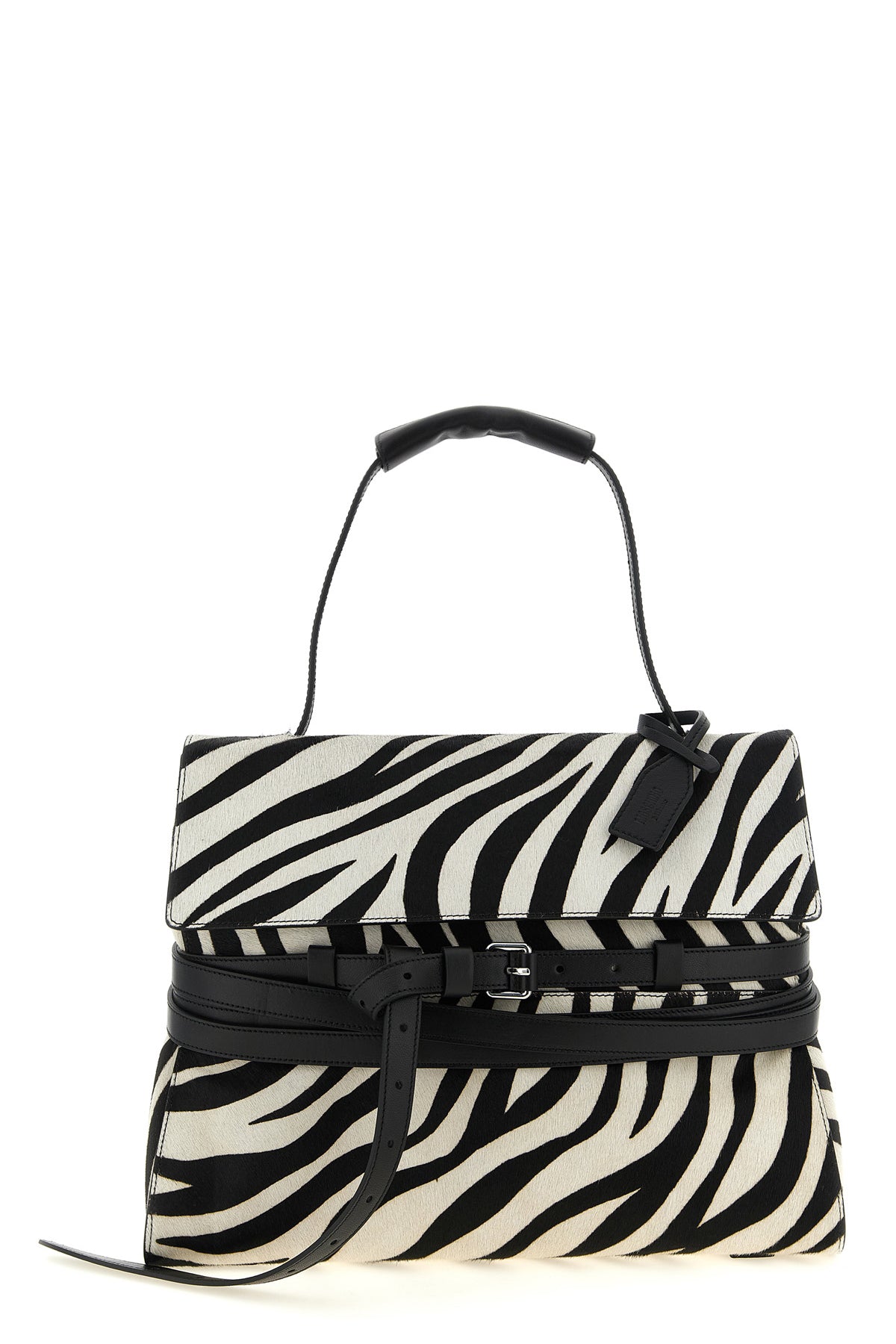 the moschino tie me regular calf leather handbag features a structured silhoue