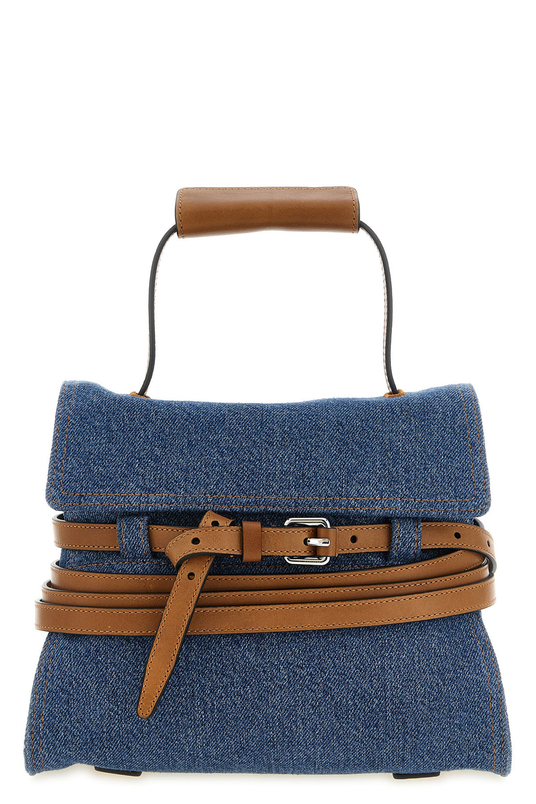 MOSCHINO OS the moschino tie me regular handbag in structured blue denim stands out for a