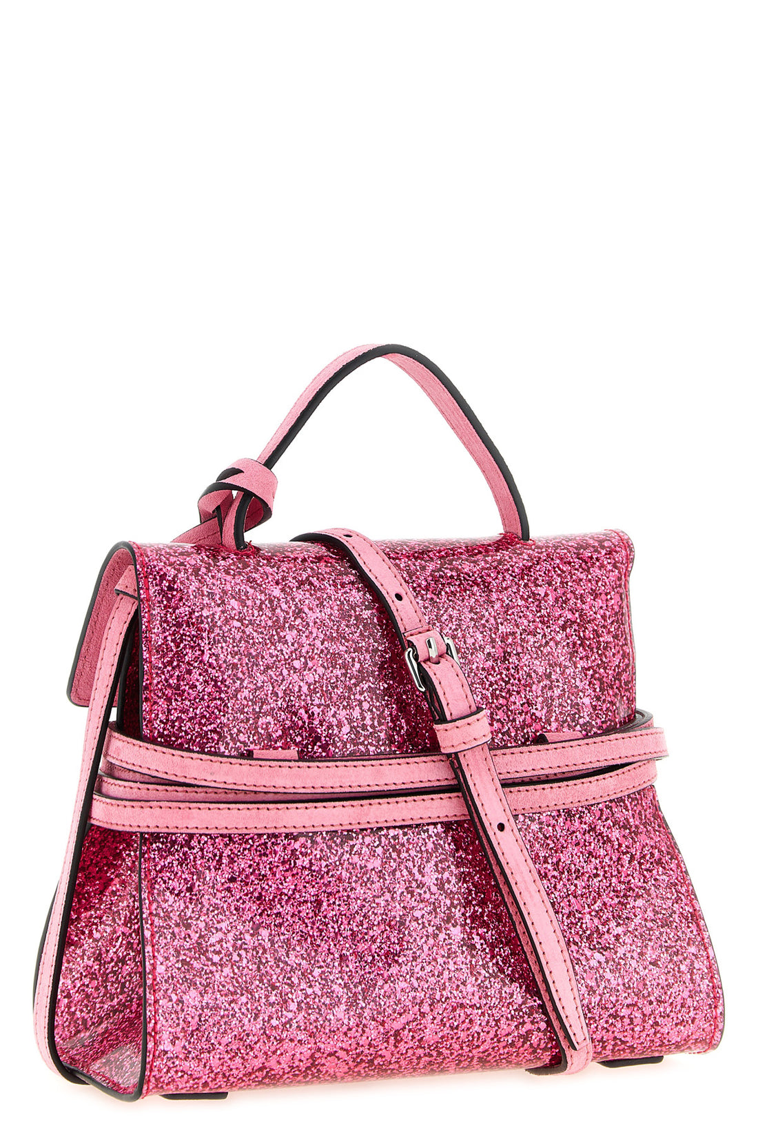 MOSCHINO OS the moschino tie me small handbag features a structured trapezoidal silhouette