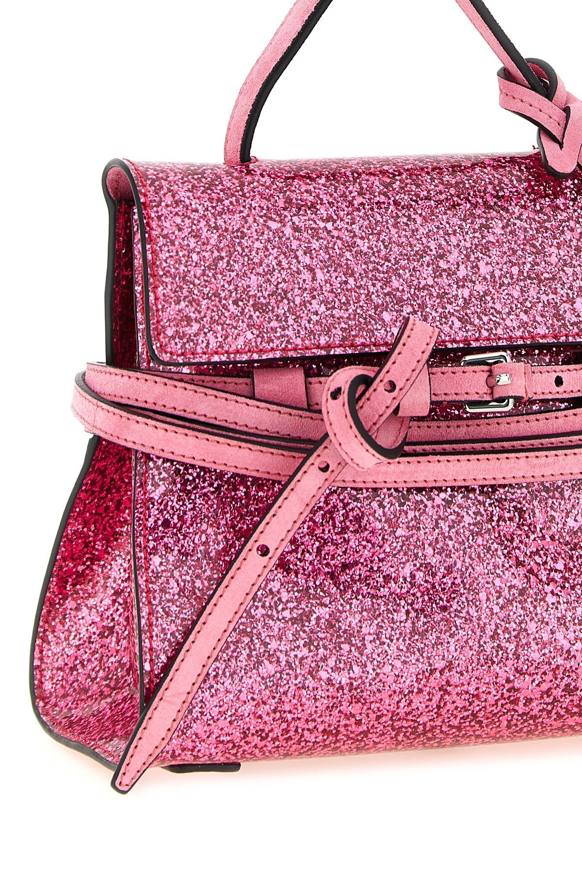 the moschino tie me small handbag features a structured trapezoidal silhouette