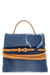 tie me denim and leather handbag
