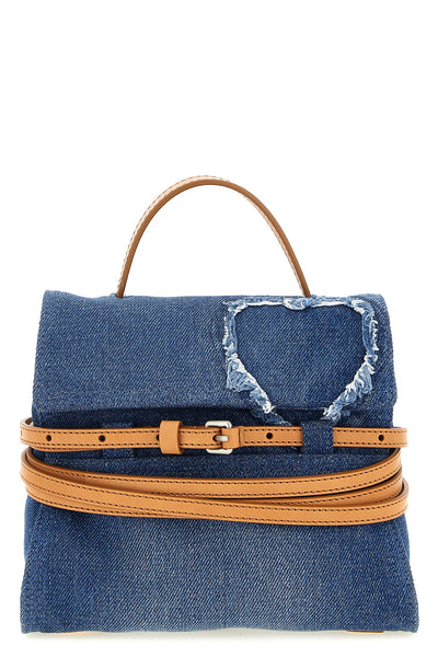 tie me denim and leather handbag