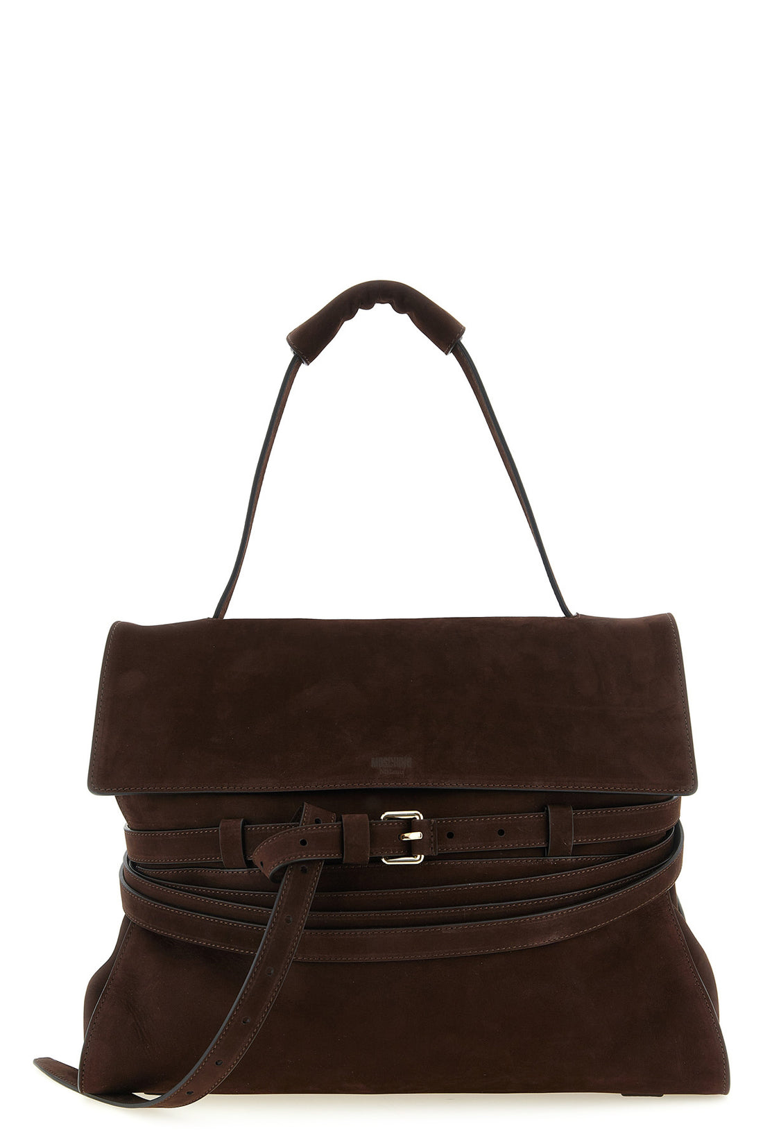 MOSCHINO OS tie me suede shoulder bag