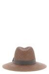 wide-brimmed hat in natural woven straw