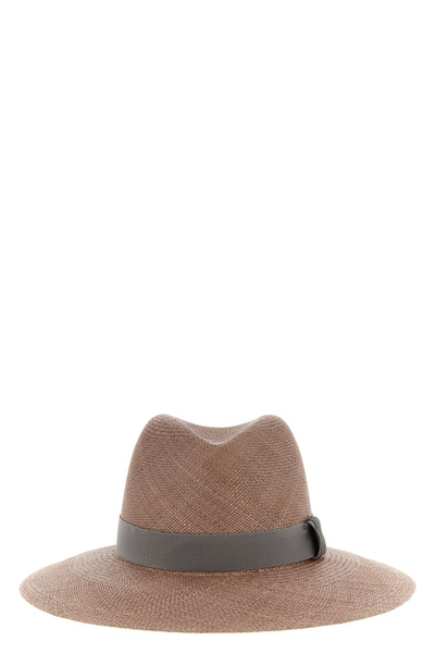 wide-brimmed hat in natural woven straw