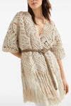opera dazzling macramé silk and linen cardigan woven