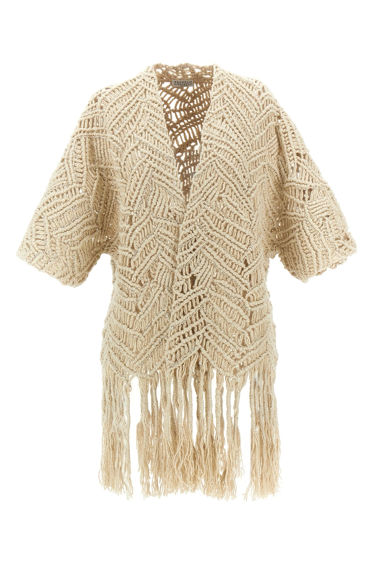 opera dazzling macramé silk and linen cardigan woven