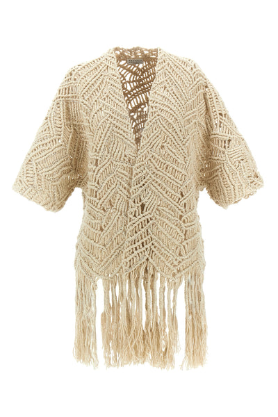 opera dazzling macramé silk and linen cardigan woven