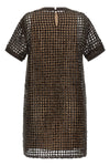 silk and linen blend mesh mini dress