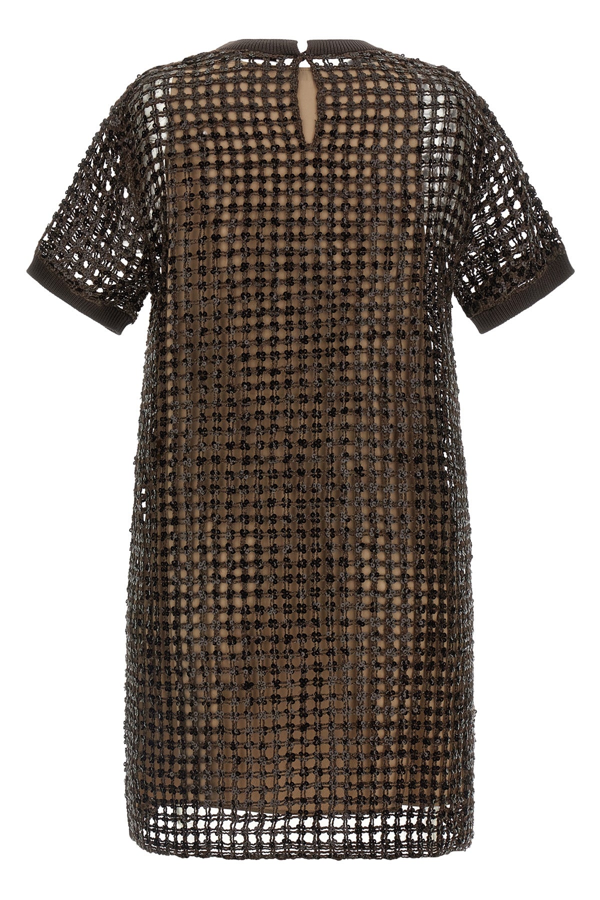 silk and linen blend mesh mini dress