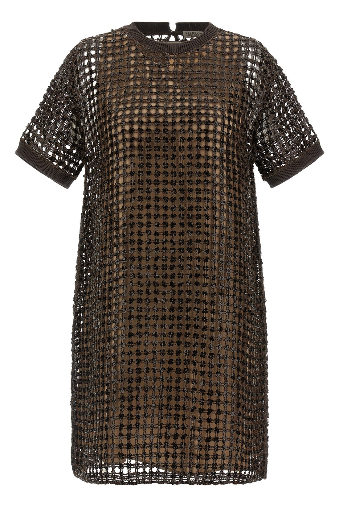BRUNELLO CUCINELLI M silk and linen blend mesh mini dress