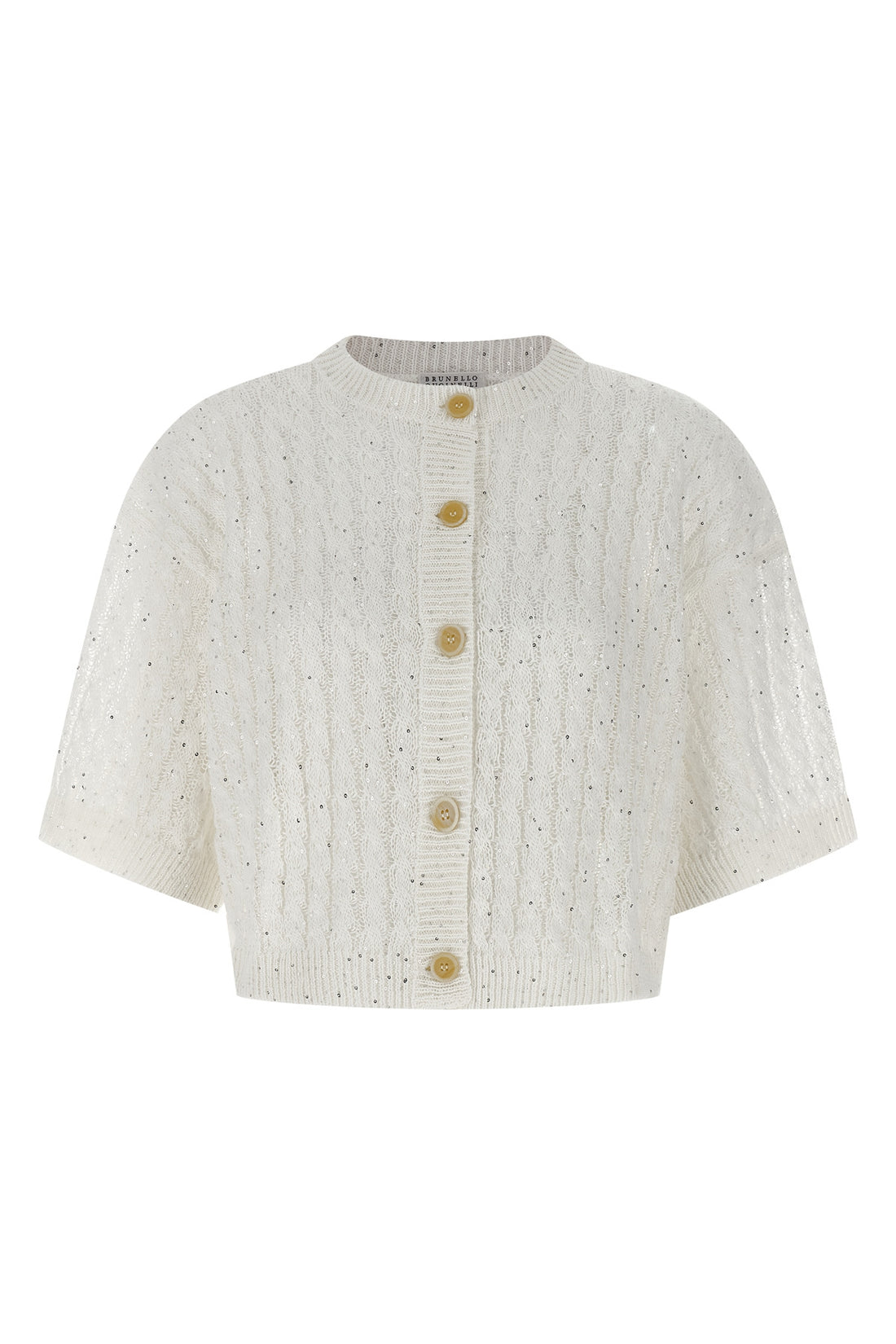 BRUNELLO CUCINELLI XL dazzling cable openwork ribbed linen cardigan