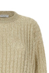 dazzling cable openwork ribbed linen sweater