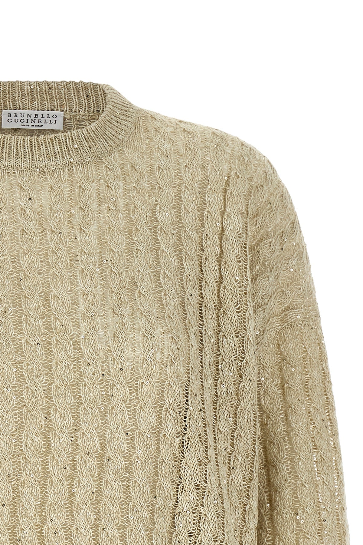 dazzling cable openwork ribbed linen sweater